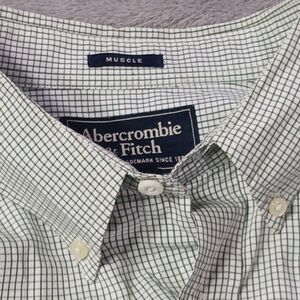 Vtg Abercrombie & Fitch L Shirt Green White Polished-Sport 90s-Minimalism L Y2k